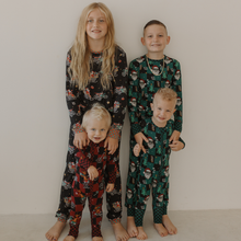 Load image into Gallery viewer, Let's Race Santa Zip Up Pajamas *PREORDER - SHIPPING OUT BETWEEN NOV 24 - DEC 6*