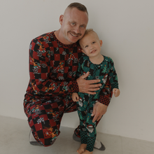 Load image into Gallery viewer, Let's Race Santa Zip Up Pajamas *PREORDER - SHIPPING OUT BETWEEN NOV 24 - DEC 6*