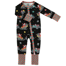Load image into Gallery viewer, Santas Speedy Sleigh Zip Up Pajamas (0/3M - 18/24M) - Strictly Wild