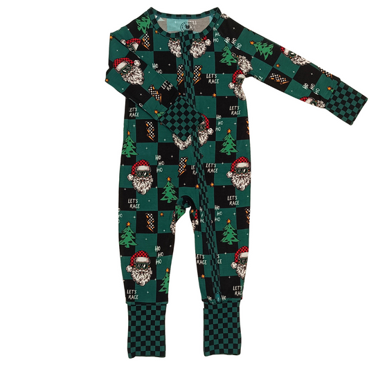 Let's Race Santa Zip Up Pajamas