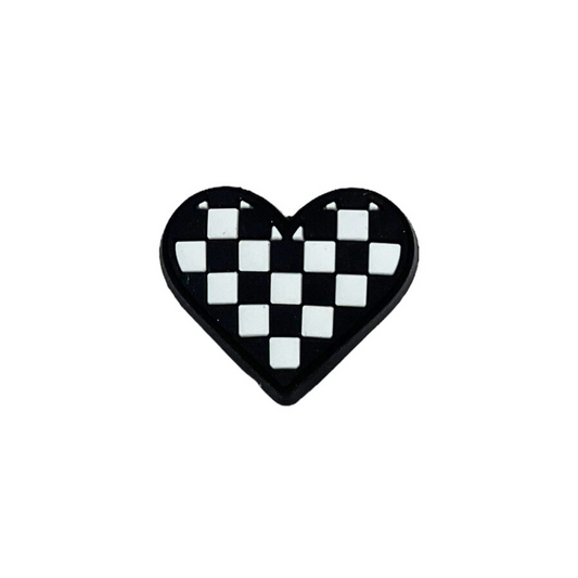Checkered Heart Croc Charm - Strictly Wild