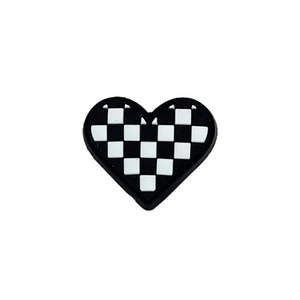 Checkered Heart Croc Charm - Ready To Ship
