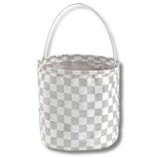 Neutral Checker Fabric Basket - Strictly Wild
