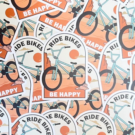 Ride Bikes Be Happy Sticker - Strictly Wild
