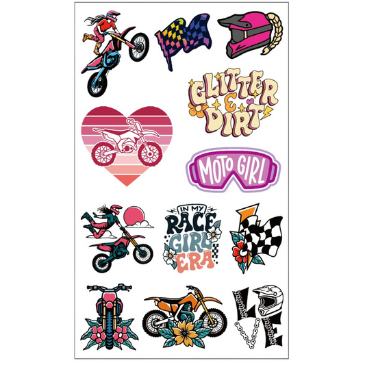 Moto Girl Temporary Tattoo Sheet - Strictly Wild