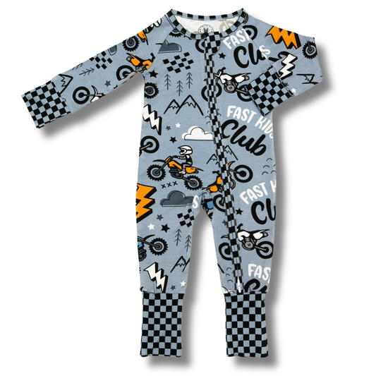 Fast Kids Club Zip Up Pajamas (0/3M - 18/24M) - Strictly Wild