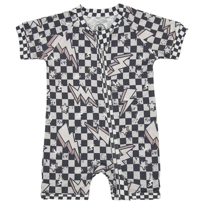 Lightning Checker Zip Up Pajamas