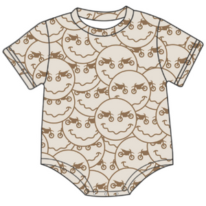 Dirt Bike Smiley Bubble Romper / PREORDER (shipping to you June 3-10)