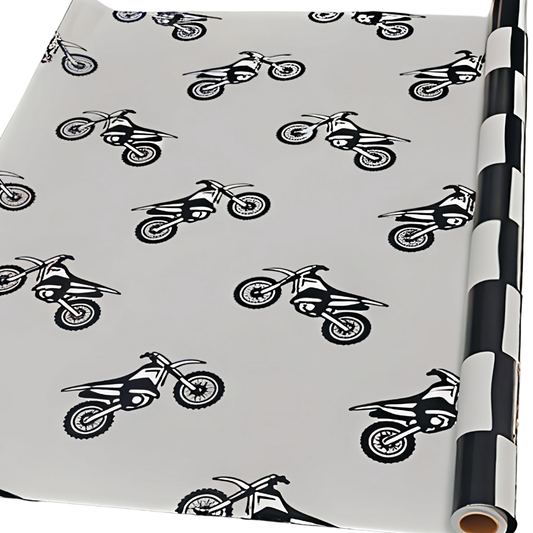 Checker & Neutral Dirt Bikes / Double Sided 32 FT Wrapping Paper (DO NOT ORDER WITH ANYTHING BUT CROC CHARMS, STICKERS, OR UMBRELLAS!!!)