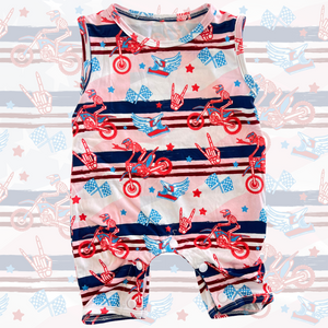 Red White & Braaap Tank Top Romper - Ready To Ship