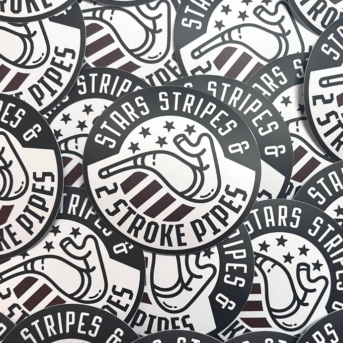 Stars Stripes & 2 Stroke Pipes Sticker